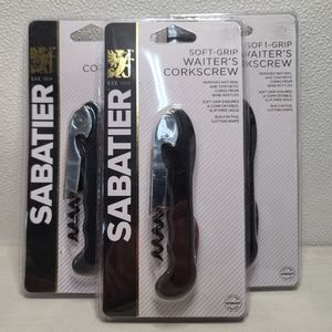 3 Pack Professional Grade Waiter's Corkscrew ~ Built In Foil Cutting Knife!